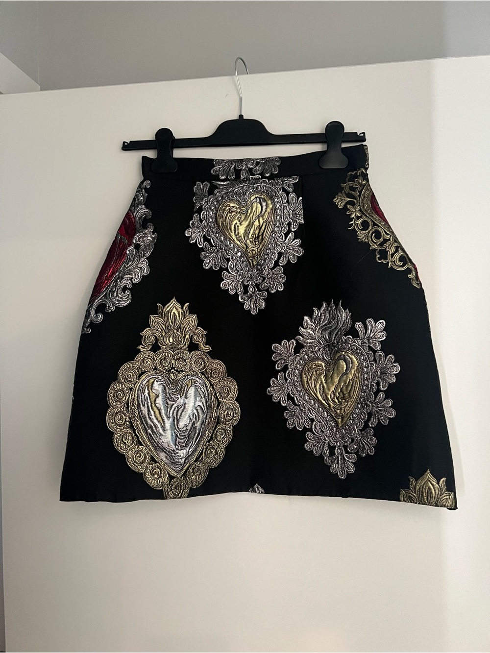 Custom Black Mini Skirt – Authentic Dolce & Gabbana Sacred Heart Fabric